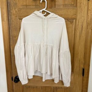 Aerie Cream Peplum Hoodie
